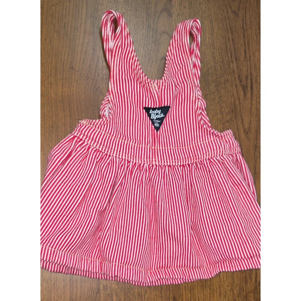 Baby OshKosh Bgosh Red White Hickory Stripe Overall Dress 18M Bib Jumper